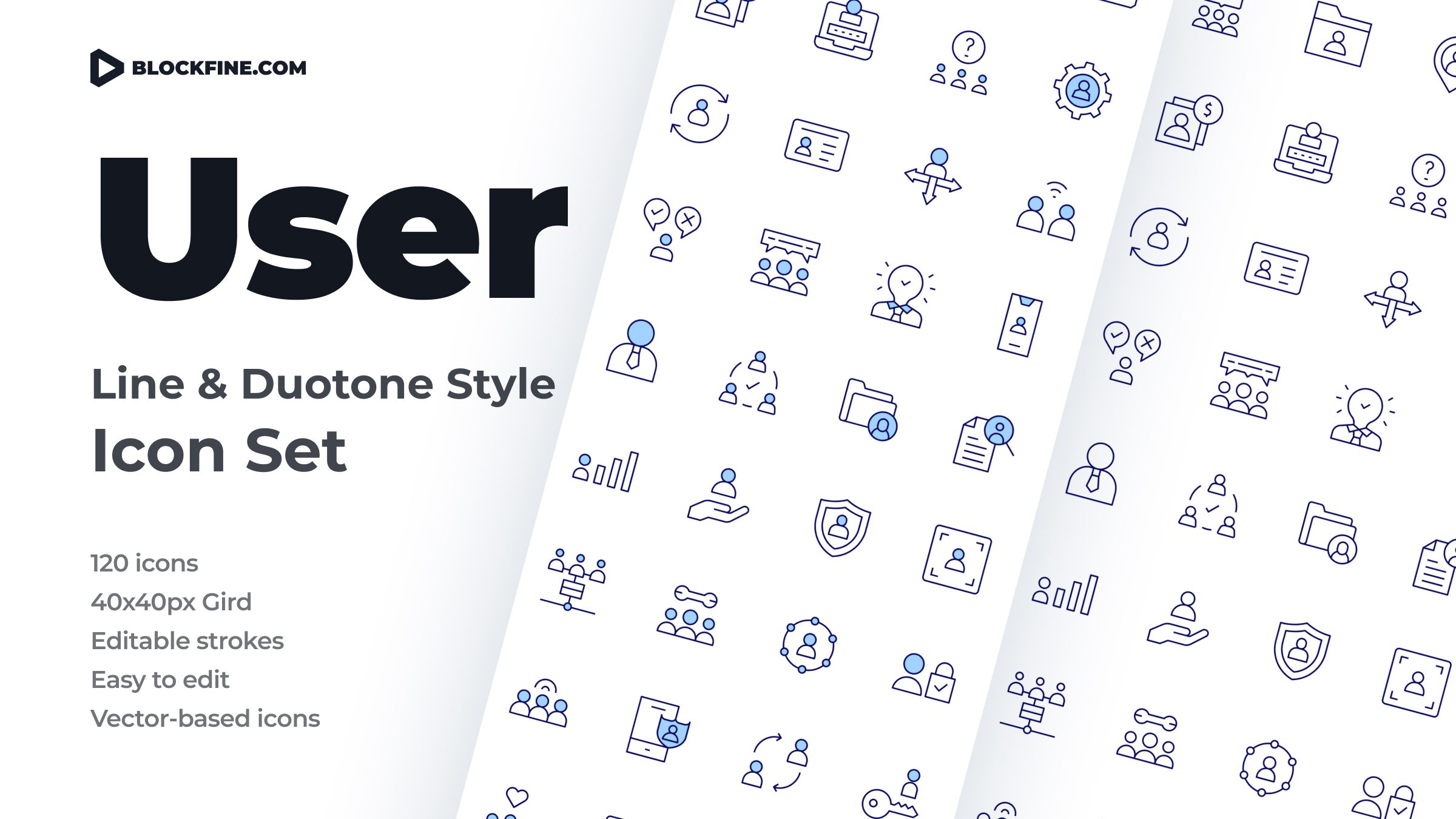 User Icon Set. Duotone Line Style 1