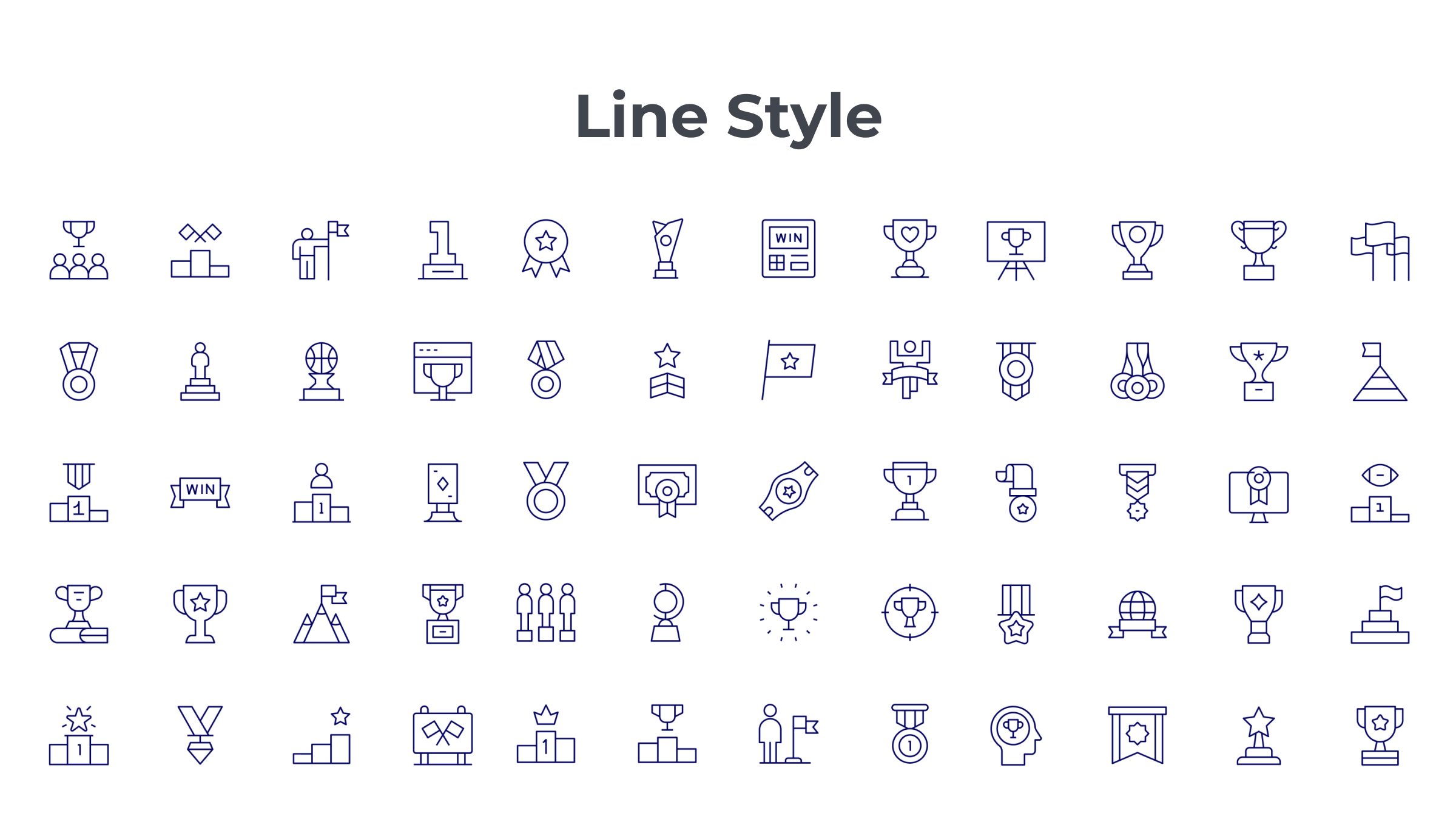 Winner Icon Set. Duotone Line Style 7